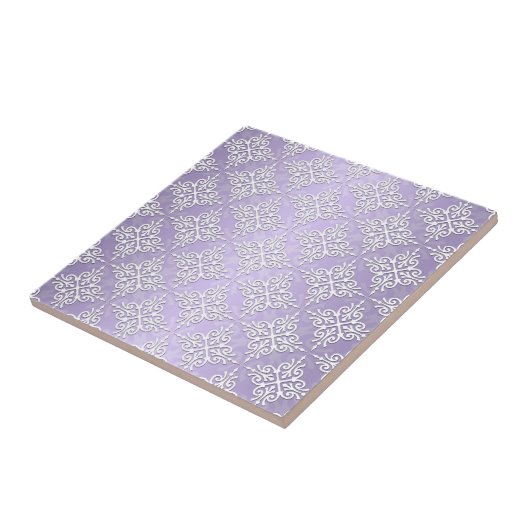 Lavender Paars en White Damask Tegeltje (Zijkant)