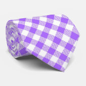 Lavender Paars en White Gingham Necktie Stropdas (Opgerold)