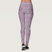 Lavender Paars en White Maze African Mud Cloth Leggings (Achterkant)