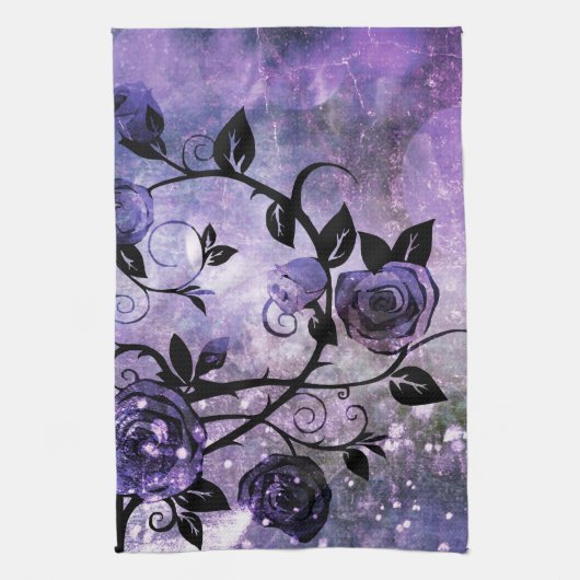  Lavender Paars Fantasy Roos Vine Floral Theedoek (Verticaal)