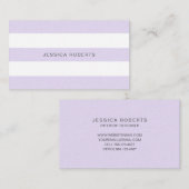Lavender Paars Faux Linen Stripes Pattern Modern Visitekaartje (Voorkant / Achterkant)