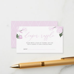 Lavender Paars Floral Baby shower Diaper Raffle Informatiekaartje