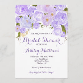 Lavender Paars Floral Baby shower Invitation, Baby Kaart