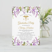 Lavender Paars Floral Gold RN Nursing Afstuderen Kaart (Staand voorkant)