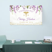 Lavender Paars Floral Gold RN Nursing Afstuderen Spandoek (Beurs)