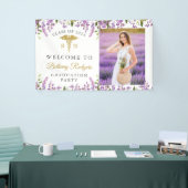 Lavender Paars Floral Gold RN Nursing Afstuderen Spandoek (Beurs)