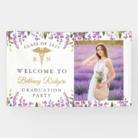 Lavender Paars Floral Gold RN Nursing Afstuderen