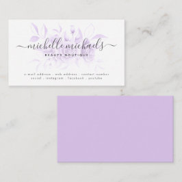 Lavender Paars Floral Minimal Manuscript Modern  Visitekaartje