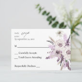 Lavender Paars Floral no Meal RSVP (Staand voorkant)