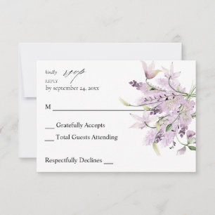 Lavender Paars Floral no Meal RSVP 2 Kaartje
