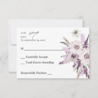 Lavender Paars Floral no Meal RSVP