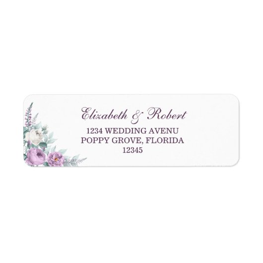 Lavender Paars Floral Return Address Label (Voorkant)