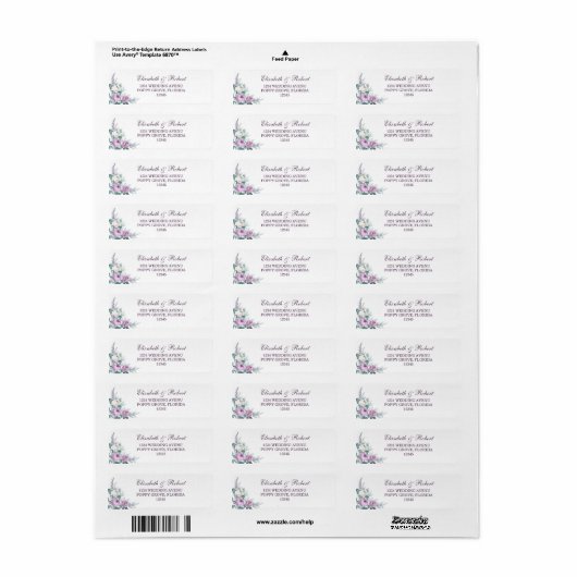 Lavender Paars Floral Return Address Label (Full Sheet)