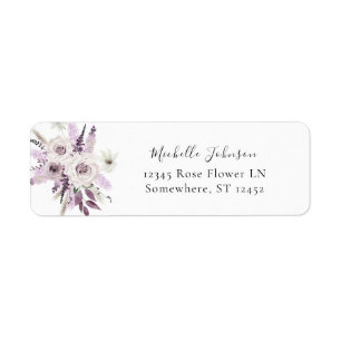 Lavender Paars Floral Return Address Label