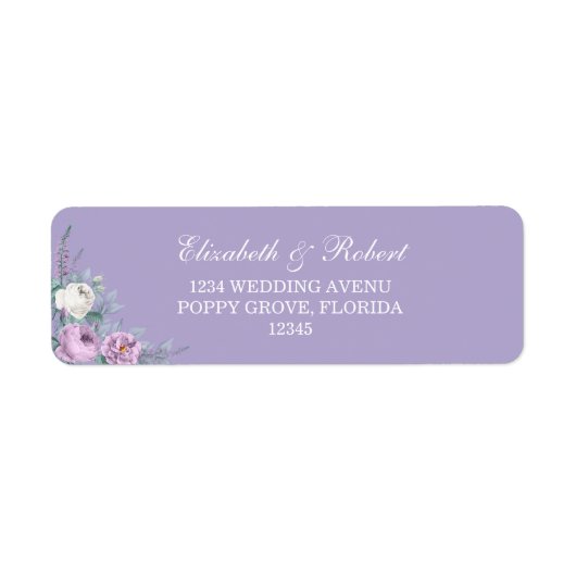 Lavender Paars Floral Return Address Label (Voorkant)