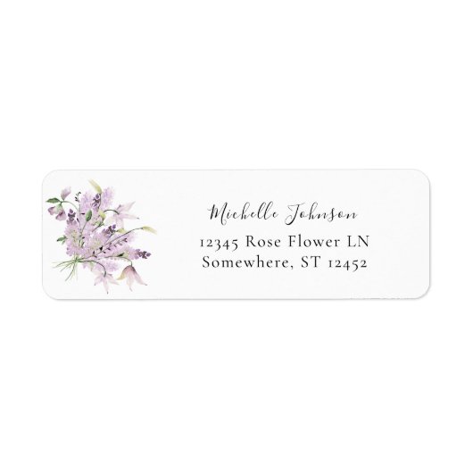 Lavender Paars Floral Return Address Label 2 (Voorkant)