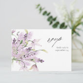 Lavender Paars Floral w Meal RSVP Card 2 (Staand voorkant)