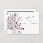 Lavender Paars Floral w Meal RSVP Card 2 (Voorkant / Achterkant)
