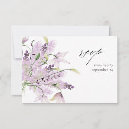 Lavender Paars Floral w Meal RSVP Card 2