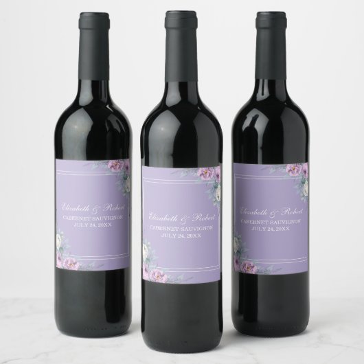Lavender Paars Floral Wine Label Wijn Etiket (Flessen)