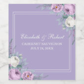 Lavender Paars Floral Wine Label Wijn Etiket (Enkel label)