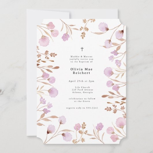 Lavender Paars Flower Photo Christening Baptisme Kaart (Voorkant)