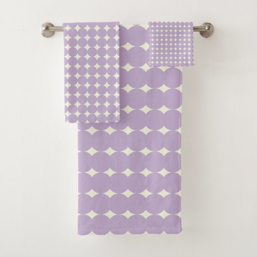  lavender Paars Geometrische Stippen Patroon Bad Handdoek (Insitu)