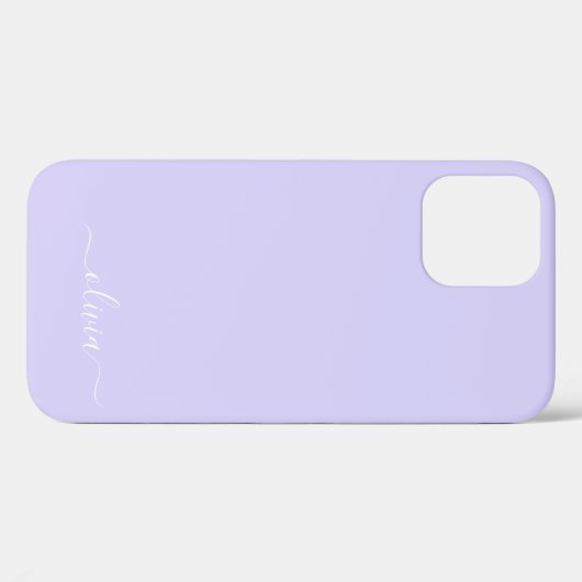 Lavender Paars Girly Script Monogram Name Modern Case-Mate iPhone Case (Achterkant (horizontaal))