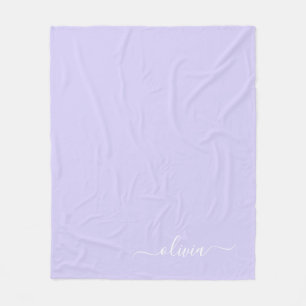Lavender Paars Girly Script Monogram Name Modern Fleece Deken