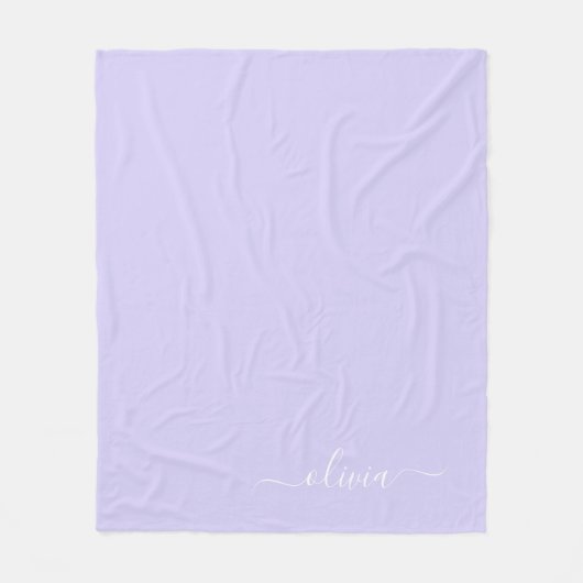 Lavender Paars Girly Script Monogram Name Modern Fleece Deken (Voorkant)