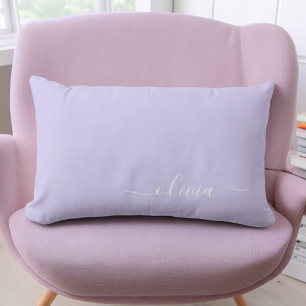Lavender Paars Girly Script Monogram Name Modern Kussen