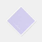 Lavender Paars Girly Script Monogram Name Modern Servet (Hoek)