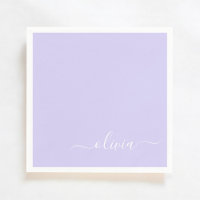 Lavender Paars Girly Script Monogram Name Modern