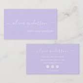 Lavender Paars Girly Simple Hair Makeup Salon Visitekaartje (Voorkant / Achterkant)