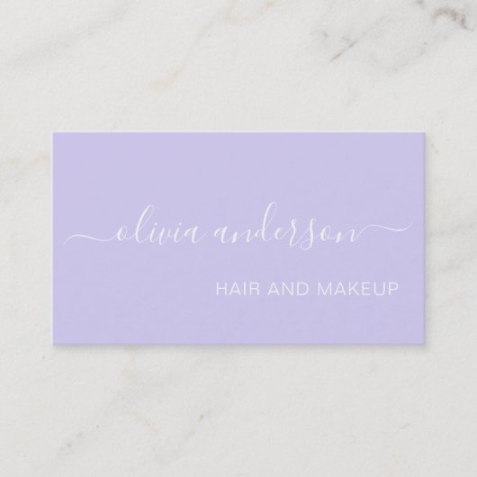 Lavender Paars Girly Simple Hair Makeup Salon Visitekaartje (Voorkant)