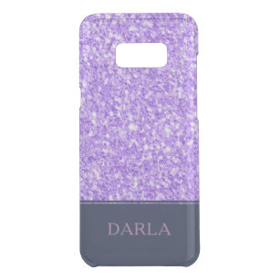 Lavender Paars Glitter Blue Accent & Monogram Get Uncommon Samsung Galaxy S8 Plus Case