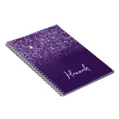 Lavender Paars Glitter Ombre Script Name Notitieboek (Rechterzijde)