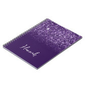 Lavender Paars Glitter Ombre Script Name Notitieboek (Linkerzijde)