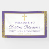 Lavender Paars Gold First Heilige Commune Banner (Horizontaal)