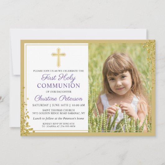 Lavender Paars Gold First Kaart (Voorkant)