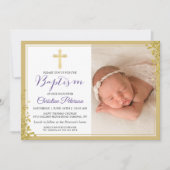 Lavender Paars Gold Glitter Baptisme Foto Kaart (Voorkant)