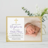 Lavender Paars Gold Glitter Baptisme Foto Kaart (Staand voorkant)