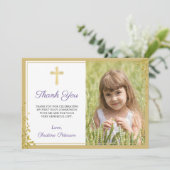 Lavender Paars Gold Glitter First Heilige Communie Bedankkaart (Staand voorkant)