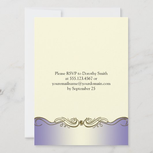 Lavender Paars Gold Scrolls Post Weddenschap I Kaart (Achterkant)