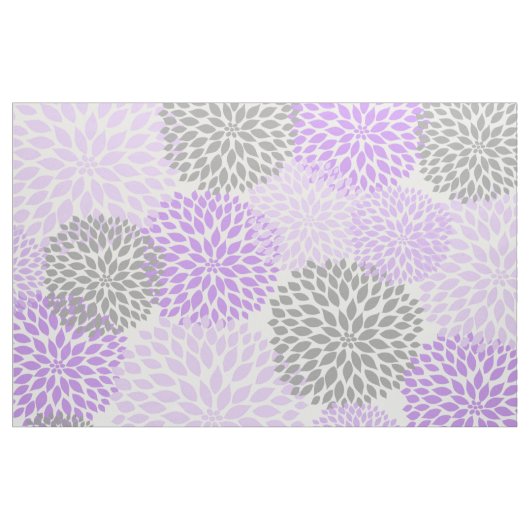 Lavender Paars Gray Modern Dahlia florafdruk Stof (Yard (91,4 cm))
