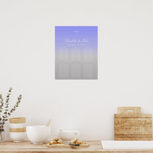 Lavender Paars Gray Ombre Pastel Chart Poste Poster (Keuken)