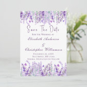 Lavender Paars Green Floral Waterverf Elegant Save The Date (Staand voorkant)