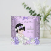  Lavender Paars Grey Baby shower Girl Kaart (Staand voorkant)