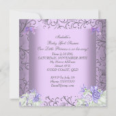  Lavender Paars Grey Baby shower Girl Kaart (Achterkant)