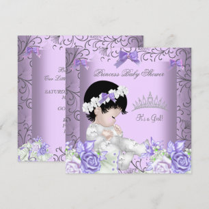  Lavender Paars Grey Baby shower Girl Kaart